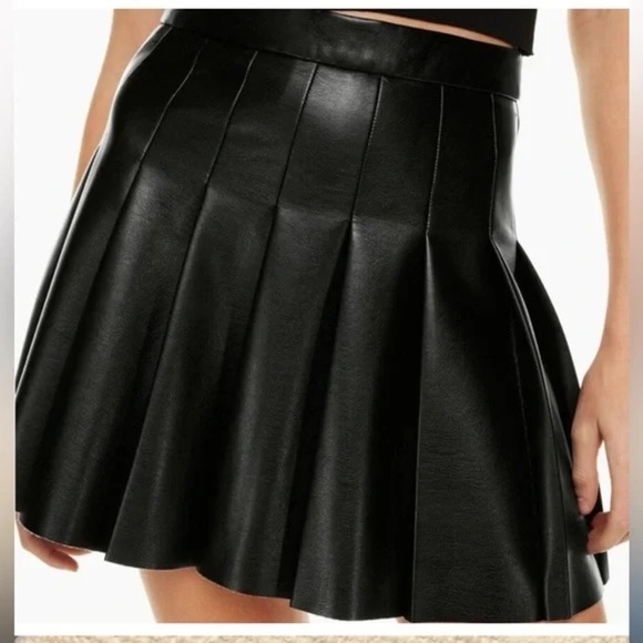 Aritzia Dresses & Skirts - ARITZIA Black Pleated Faux Leather Skirt